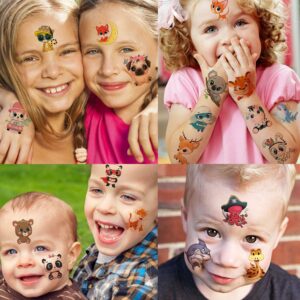 Yezunir 50 PCS 3D Cute Animals Temporary Tattoos For Kids Girls Boys, Cartoon Animals Lion Dog Cat ZOO Fake Tattoo Sticker Children Toddler Birthday Gifts, Teens Tatoos Party Favors Sets Supplies