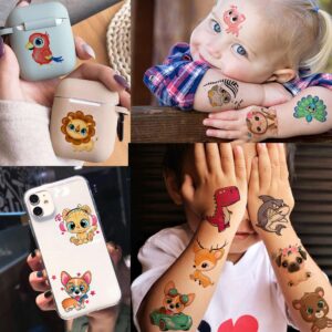 Yezunir 50 PCS 3D Cute Animals Temporary Tattoos For Kids Girls Boys, Cartoon Animals Lion Dog Cat ZOO Fake Tattoo Sticker Children Toddler Birthday Gifts, Teens Tatoos Party Favors Sets Supplies