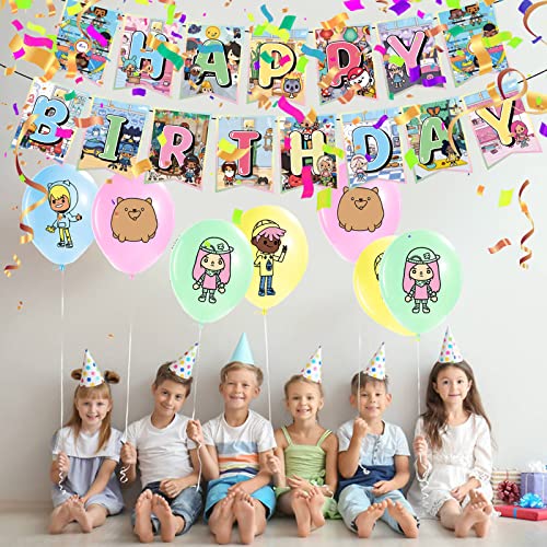 Toca Party Decorations Boca Life Birthday Party Supplies Includes CupCake Toppers, Cake Toppers,Banner Garland, Balloons, Party Favor Pack For Kids