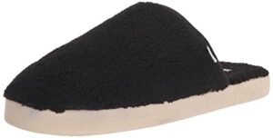 toms men's harbor slipper, black faux shearling, 10.5