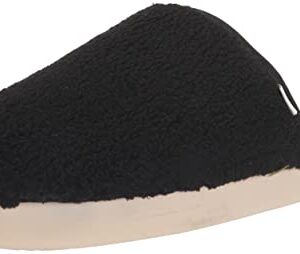 TOMS Men's Harbor Slipper, Black Faux Shearling, 10.5