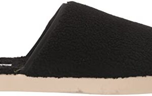 TOMS Men's Harbor Slipper, Black Faux Shearling, 10.5