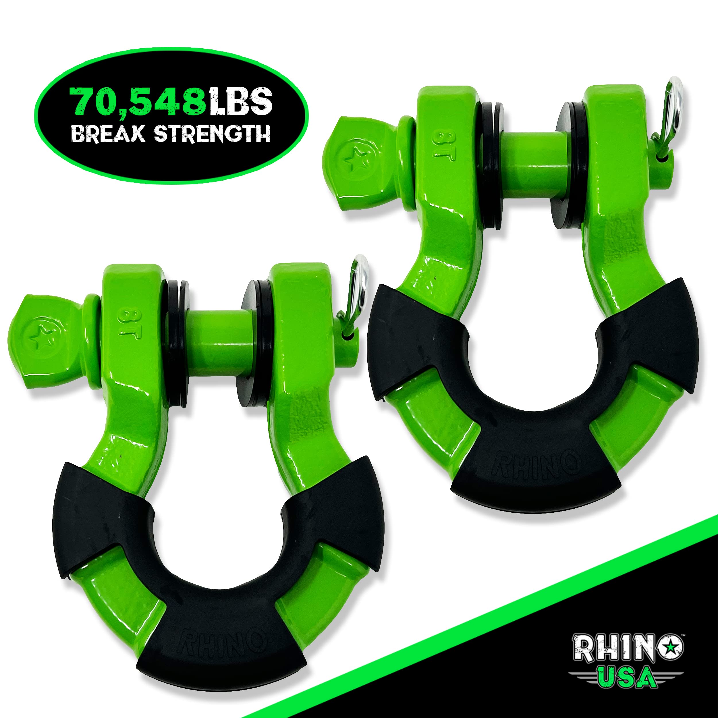 Rhino USA D Ring Super Shackles 70,548lb Break Strength – Heavy Duty 3/4” Shackle with 7/8 Pin for use with Tow Strap, Winch, Jeep Truck Vehicle Recovery, Best Offroad Accessories