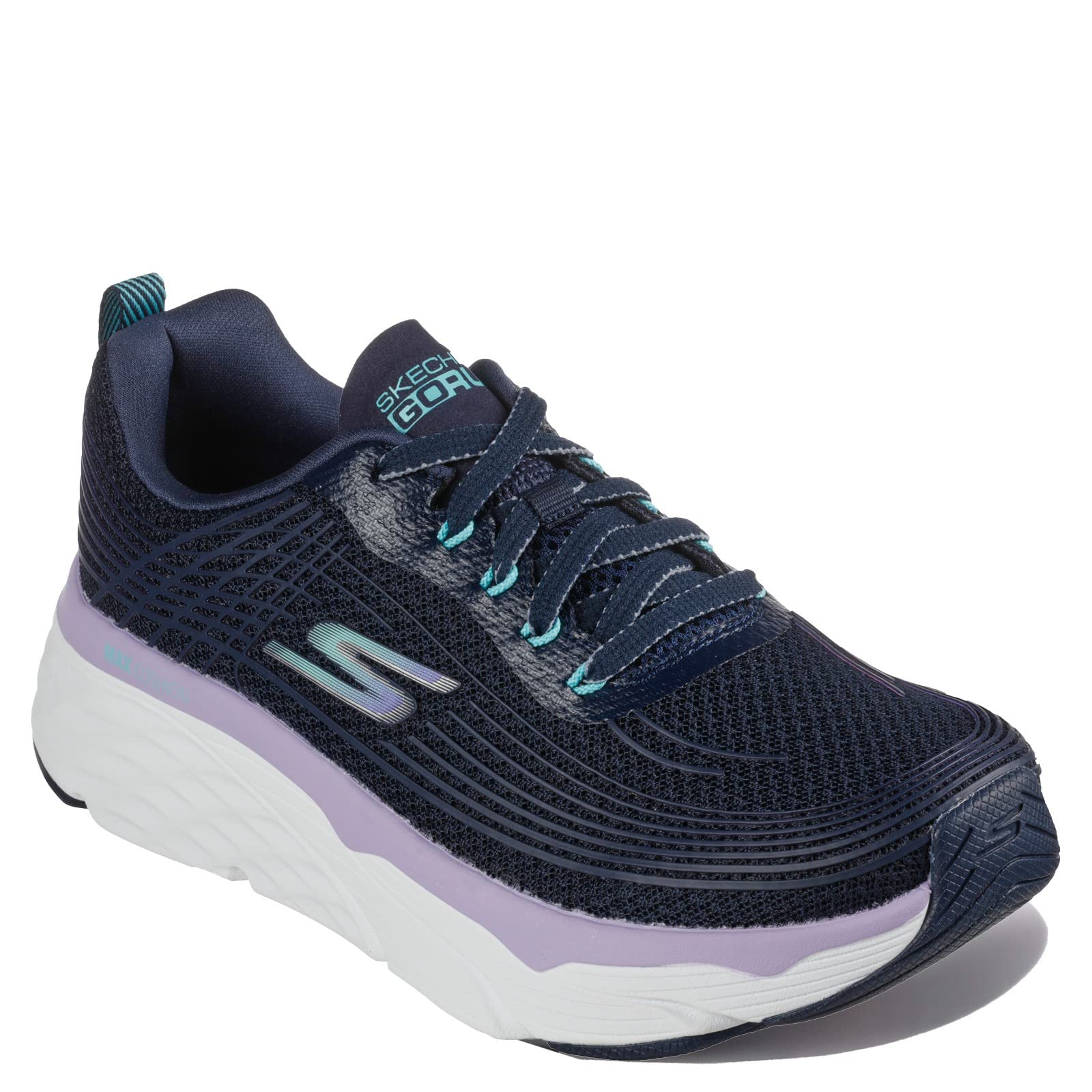 Skechers Women's Max Cushioning Elite Running Walking Sneaker, Navy/Lavender, 8 Wide