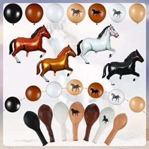 Zhanmai 100 Pieces Horse Balloons Cowboy Party Decorations 40 Inches Horse Shaped Foil Balloon Latex Balloons Horse Themed Garland Arch Kit for Birthday Baby Shower(Brown, Cowboy)