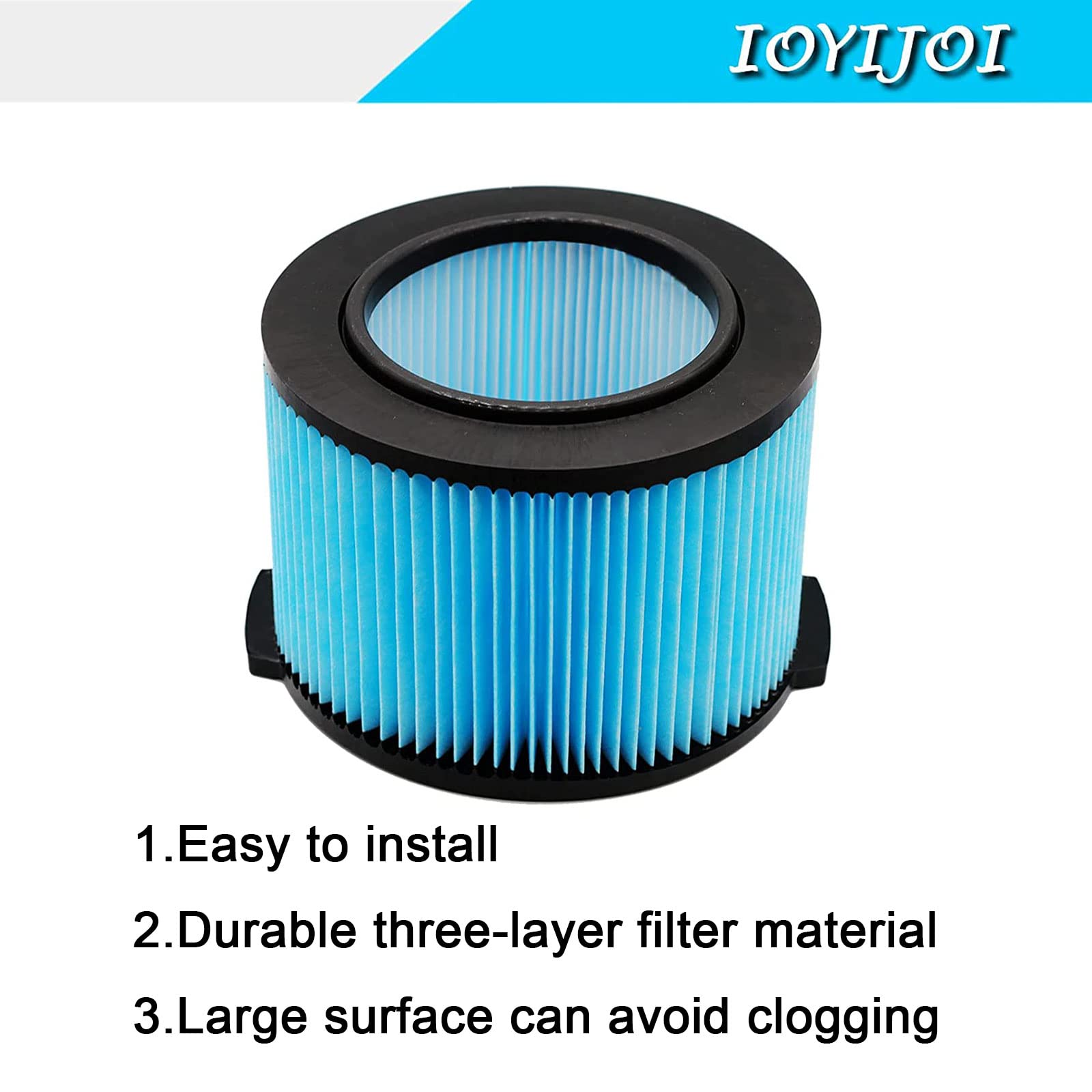 3-Layer Replacement Filter for Ridgid VF3500 3-4.5 Gallon Vacuum WD3050, WD4070, WD4080, WD4522, 4000RV, 4500RV, 2 PACK