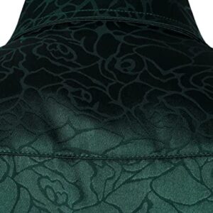 ZEROYAA Men's Hipster Satin Silk Like Full Rose Floral Jacquard Button Up Dress Shirts for Party Prom ZLCL38-Blackish Green Large