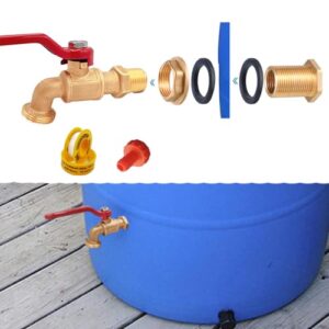 brass spigot rain barrel faucet kit for rain water barrel, water tanks, tubs, pools etc