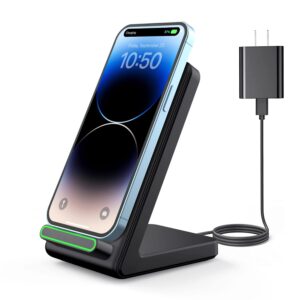 ciyoyo wireless charger, 15w fast wireless charging stand, wireless charging station for iphone 15 14 13 12 11 pro max plus xs xr x 8 [adapter included]