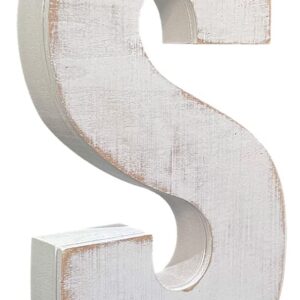 ABELOTS Large Wood Letter Distressed White Wash Alphabet Wall Décor Monogram Letter Alphabet Letters Free Standing Letters Wall Letters(S)