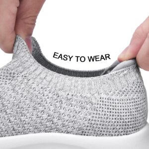 Zefani Walking Shoes for Women Slip On Mesh Sneakers Breathable Casual Shose Lightweight Tennis Shoes Comfortable Athletic Shoes for Gym Travel Work Grey 8.5 M US