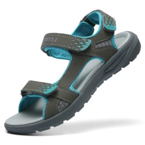 quandeli walking sandals women, summer waterproof hiking sandals comfortable lightweight sport athletic sandals open toe sandals for outdoor beach travel (grey,8)