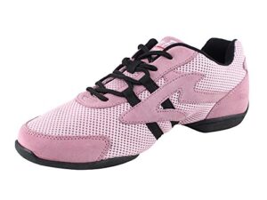 very fine dancesport shoes - unisex-adult jazz ballroom exercise dance sneaker vfsn012 + shoe bag (pink, size 5.5)