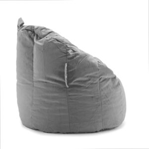 Big Joe Dorm Bean Bag Chair with Drink Holder and Pocket, Black Smartmax, Durable Polyester Nylon Blend, 3 feet Milano, Medium, Gray Plush