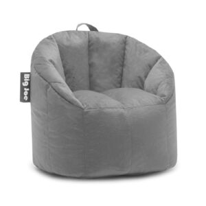 Big Joe Dorm Bean Bag Chair with Drink Holder and Pocket, Black Smartmax, Durable Polyester Nylon Blend, 3 feet Milano, Medium, Gray Plush