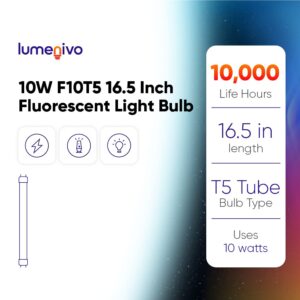 lumenivo F10T5 Fluorescent Bulb Cool White 4200K 10W T5 16.5 Inch CW Fluorescent Bulbs with G5 Mini 2-Pin Base - Light Bulb for Residential, Commercial Offices, Schools, Supermarkets - 1 Pack