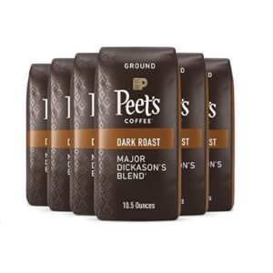 peet's coffee, dark roast ground coffee - major dickason's blend 63 ounces 10.5 ounce (pack of 6)