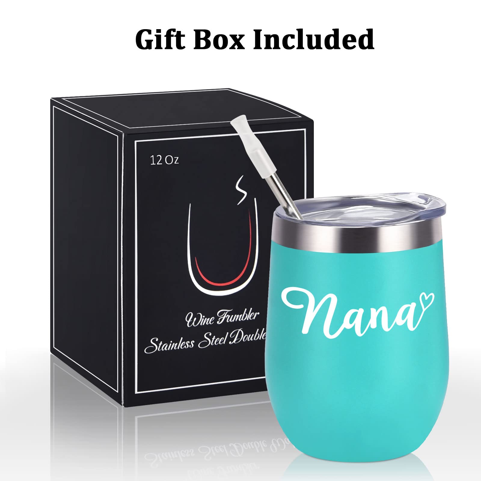 Gtmileo Mothers Day Gifts for Grandma, Nana Gifts Stainless Steel Insulated Wine Tumbler, Christams Birthday Gifts for Grandma Gigi Grandmother Granny New Grandma from Grandchildren(12oz, Mint)