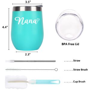 Gtmileo Mothers Day Gifts for Grandma, Nana Gifts Stainless Steel Insulated Wine Tumbler, Christams Birthday Gifts for Grandma Gigi Grandmother Granny New Grandma from Grandchildren(12oz, Mint)