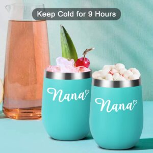 Gtmileo Mothers Day Gifts for Grandma, Nana Gifts Stainless Steel Insulated Wine Tumbler, Christams Birthday Gifts for Grandma Gigi Grandmother Granny New Grandma from Grandchildren(12oz, Mint)
