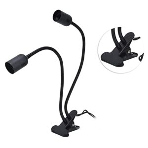 POCREATION E27/E26 LED Light Fixtures with Gooseneck and Clamp Mini Desk Light Clamp Portable Gooseneck for Outdoor Stall Gel Nail Curing, 100-240V USB Input (Black,1 Piece)(#1)