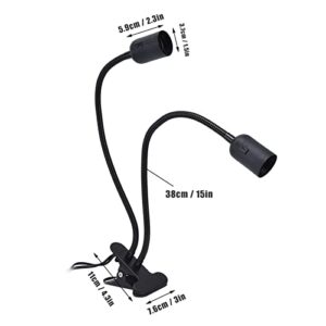 POCREATION E27/E26 LED Light Fixtures with Gooseneck and Clamp Mini Desk Light Clamp Portable Gooseneck for Outdoor Stall Gel Nail Curing, 100-240V USB Input (Black,1 Piece)(#1)