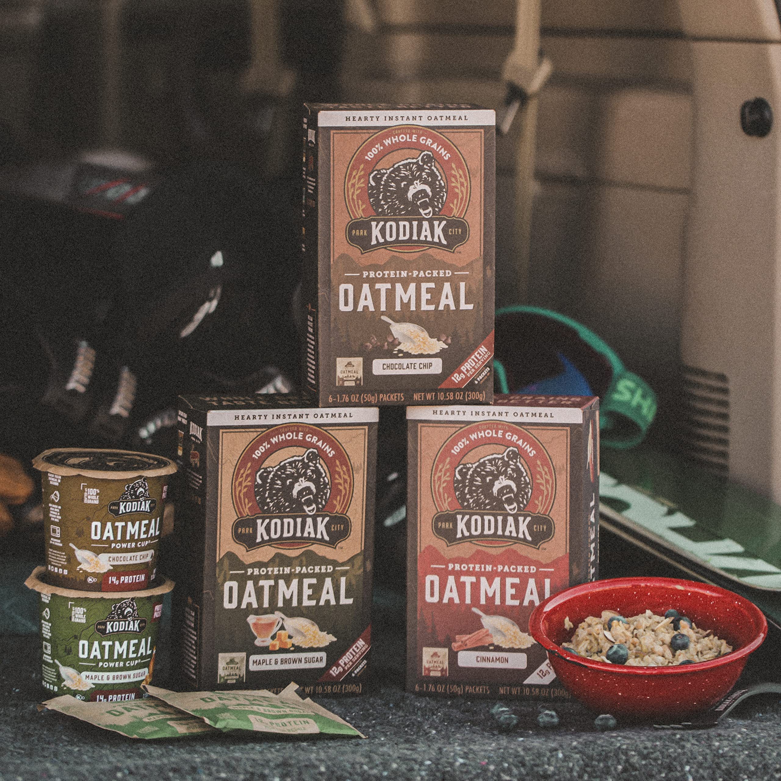 Kodiak Cakes Instant Oatmeal Packets - High Protein - 100% Whole Grains Breakfast Food - Maple & Brown Sugar, Cinnamon, & Chocolate Chip (24 Packets)