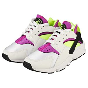 Nike Women's Air Huarache Run Sneakers, White/Neon Yellow/Magenta, 7.5