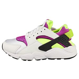 Nike Women's Air Huarache Run Sneakers, White/Neon Yellow/Magenta, 7.5