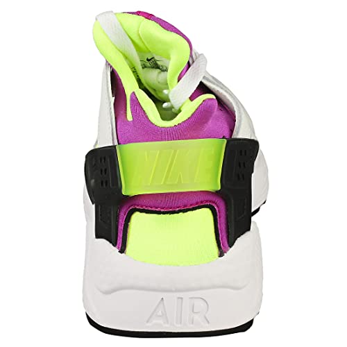 Nike Women's Air Huarache Run Sneakers, White/Neon Yellow/Magenta, 7.5