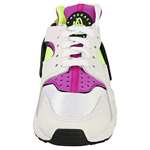 Nike Women's Air Huarache Run Sneakers, White/Neon Yellow/Magenta, 7.5