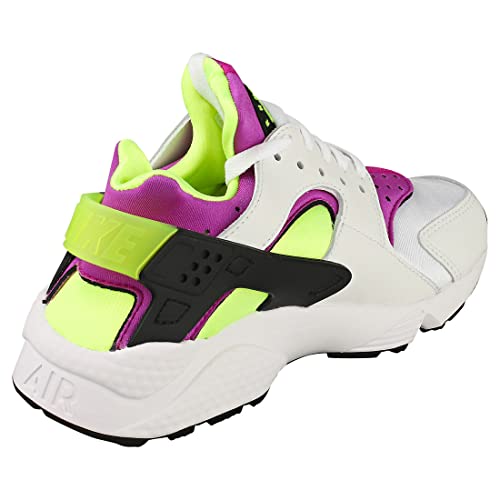 Nike Women's Air Huarache Run Sneakers, White/Neon Yellow/Magenta, 7.5