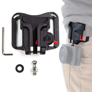 spider holster - blackwidow camera holster + pin - self locking holster for carrying a light weight camera from any belt!