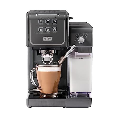 Mr. Coffee One-Touch CoffeeHouse+ Espresso, Cappuccino, and Latte Maker Home Coffee Machine with 19-Bar Italian Pump, and Milk Frother Ideal for Latte, Espresso, and Coffee Lovers