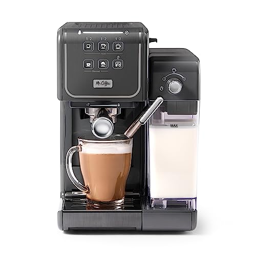 Mr. Coffee One-Touch CoffeeHouse+ Espresso, Cappuccino, and Latte Maker Home Coffee Machine with 19-Bar Italian Pump, and Milk Frother Ideal for Latte, Espresso, and Coffee Lovers