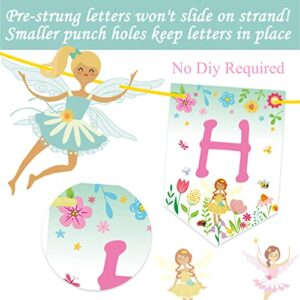 Fairy Birthday Party Decoration Flower Fairies Girls Birthday Banner Fairy Hanging Decoration Colorful Happy Birthday banner Fairy Party Favors Fairy Garden Decoration for Fairy Theme Birthday Party