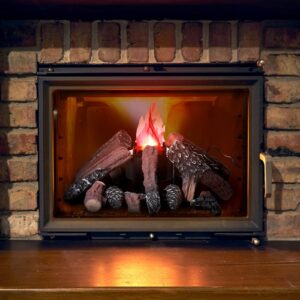 Electronic 3D Led Fake Flames Effect Night Lamp Led Artificial Flickering Fire Flame with 10 Pieces Gas Fireplace Logs Simulated Flame Lamp for Halloween Christmas Indoor Home Party Decorations