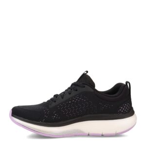 skechers women's sports shoes, black textile lavender trim, 5.5