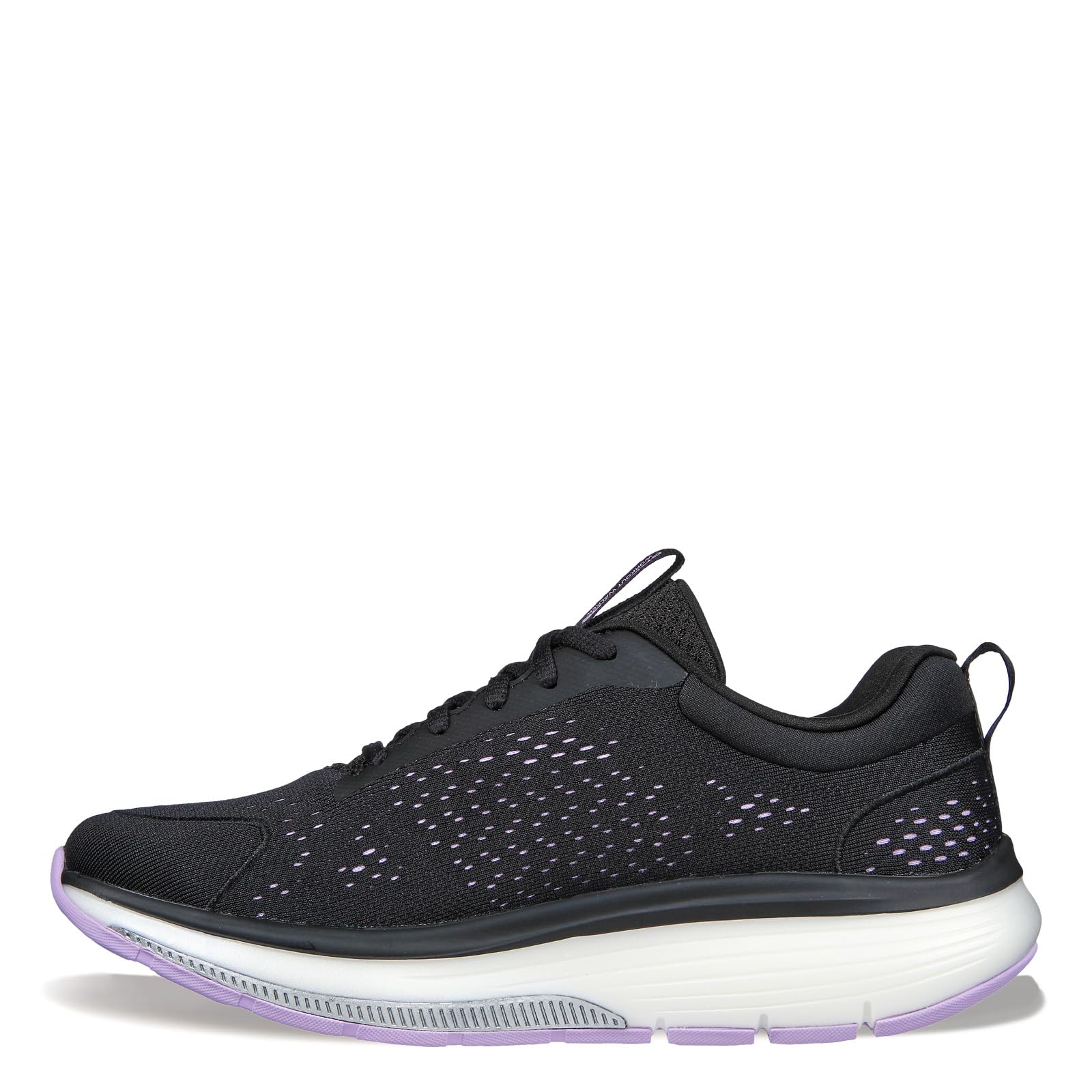 Skechers Women's Sports Shoes, Black Textile Lavender Trim, 5.5