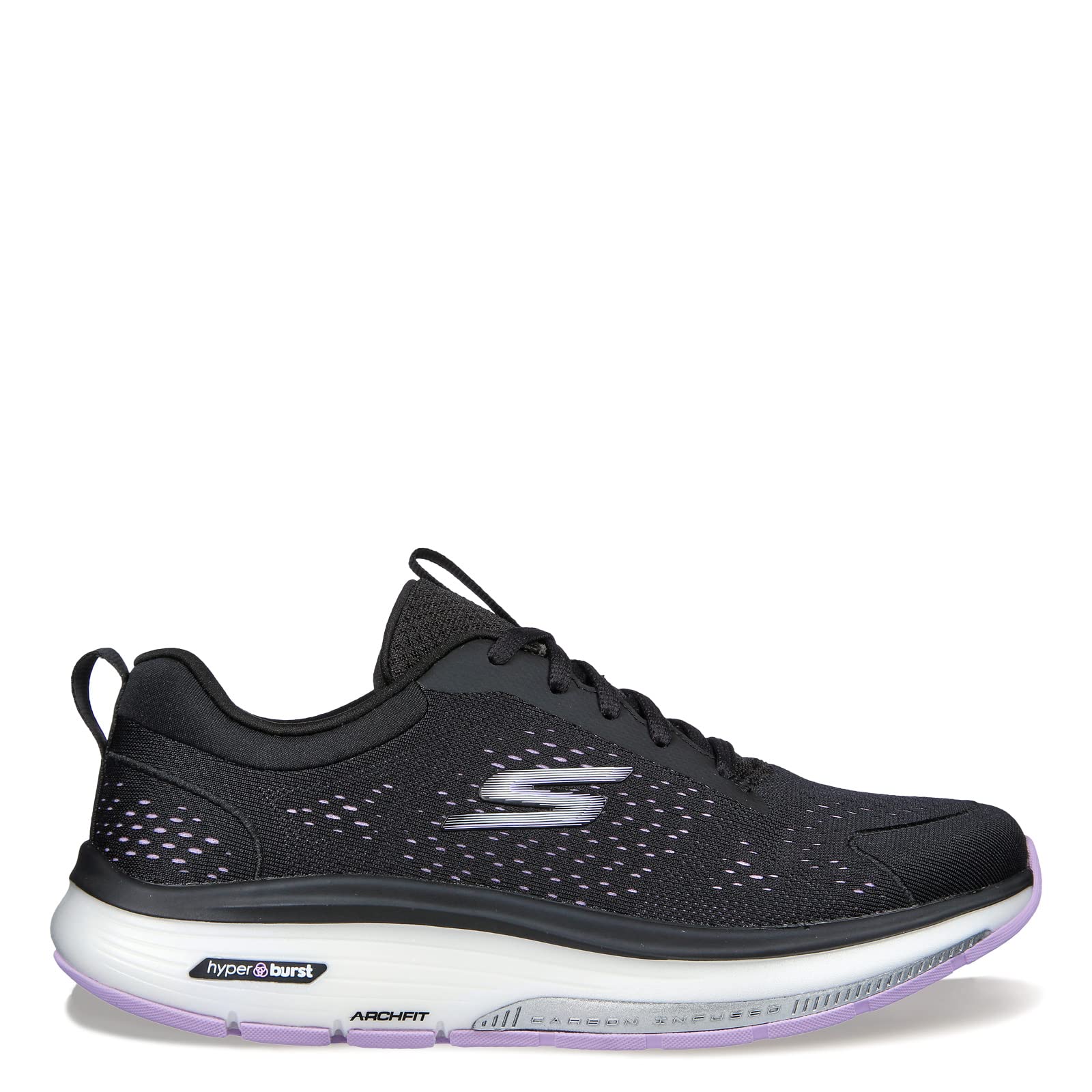 Skechers Women's Sports Shoes, Black Textile Lavender Trim, 5.5