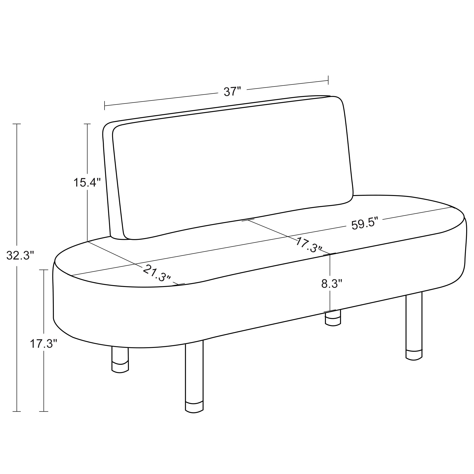 BarberPub Waiting Room Chairs Reception Settee Bench, Leather Upholstered Dining Bench with Backrest, Office Salon Furniture W702 (Black)