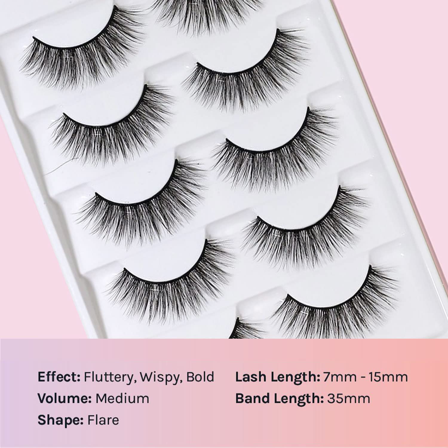 AOA Studio 3D False Eyelash 5 Pairs Natural Handmade Eyelashes Natural Volume Reusable Soft Makeup False Eyelashes 100 Percent Handmade Cruelty Free (Jackie)