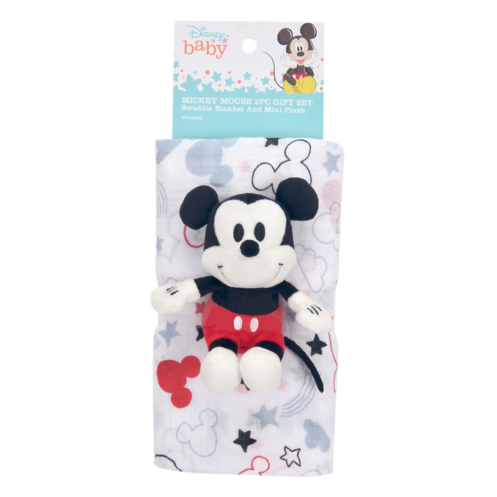 Lambs & Ivy Disney Baby Mickey Mouse Muslin Swaddle Blanket & Plush Gift Set