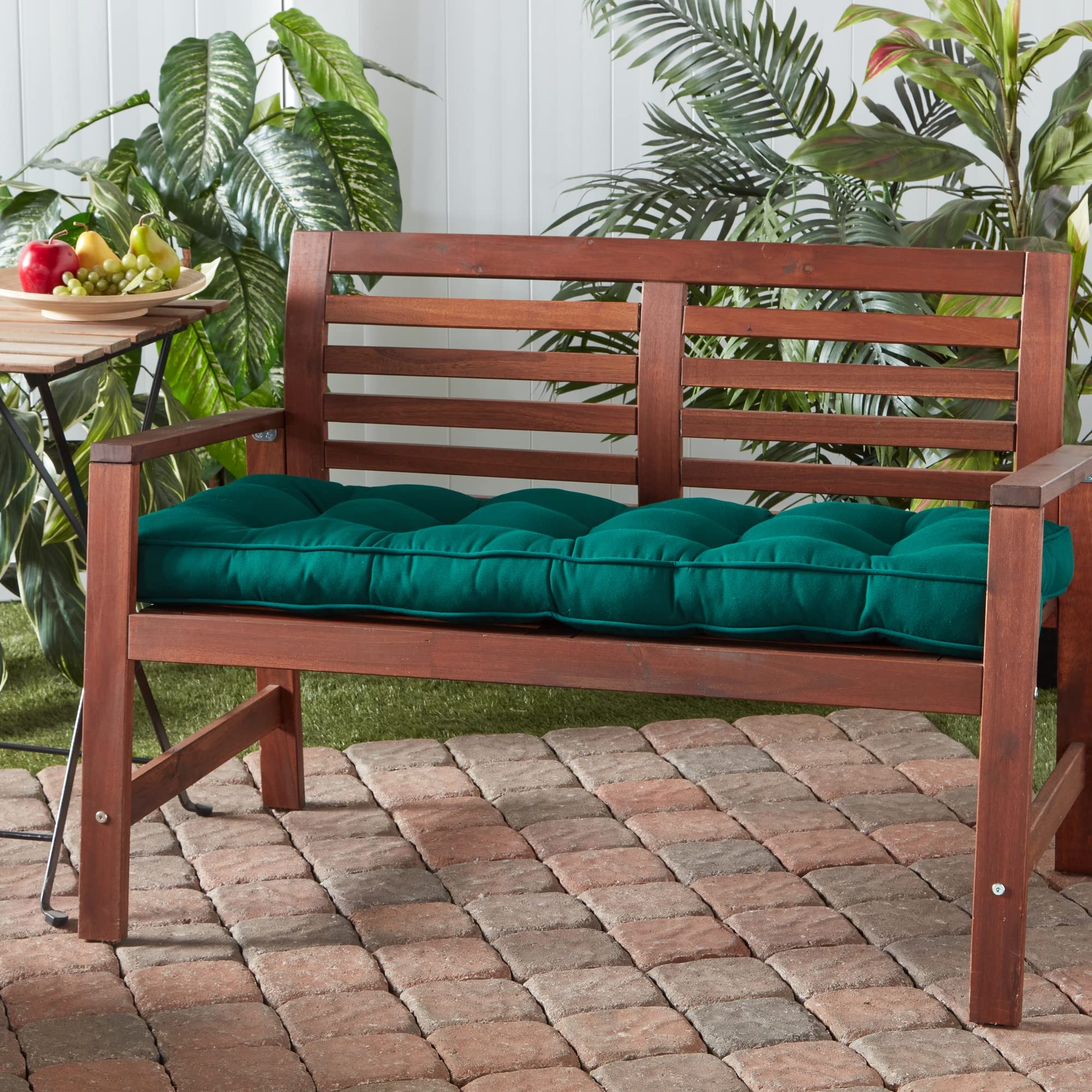 Greendale Home Fashions Outdoor 51 x 18-inch Sunbrella Fabric Bench Cushion, Forest Green