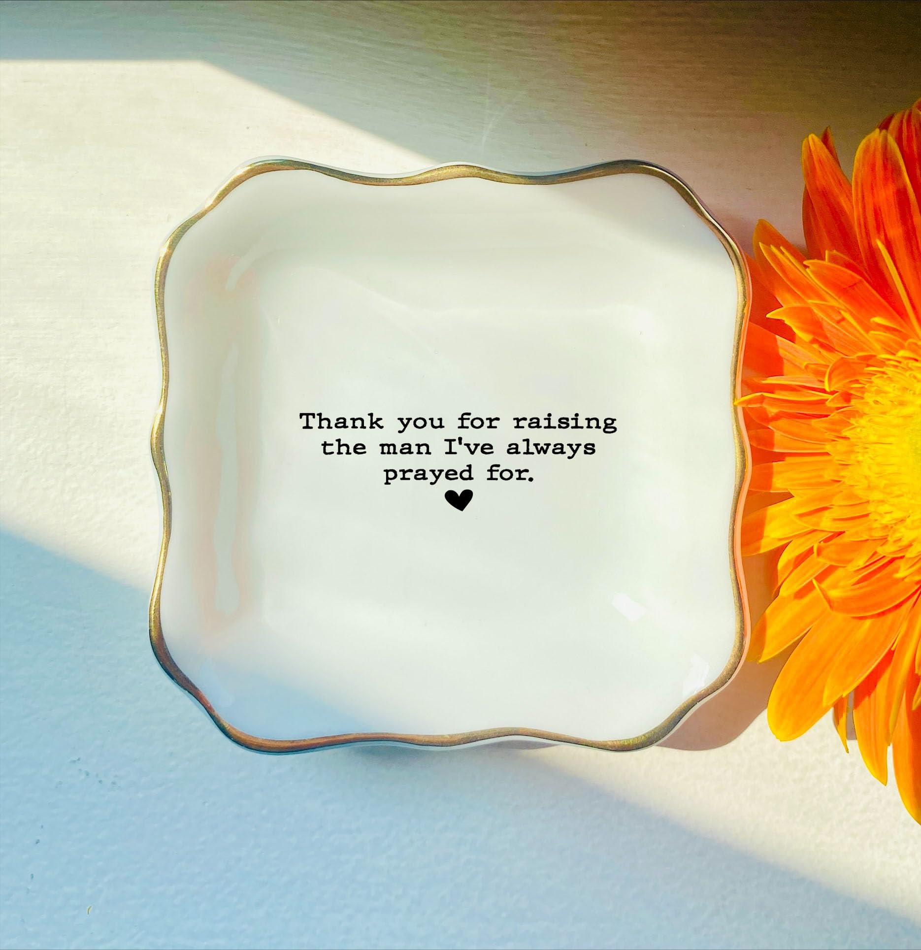 BAT TRANG Ceramic Jewelry Tray - Thank You For Raising The Man I've Always Prayed For Dish - Mother of The Groom Gifts From Bride - Mother In Law Gifts - Mother Of Groom Gifts