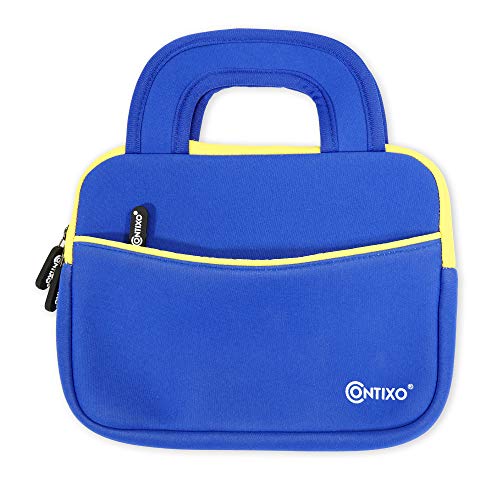 Contixo 7 inch Kids Learning Tablet Bundle - Toddler Tablet, Bluetooth, Android, Dual Cameras, Parental Control, Kids Bluetooth Headphone & Tablet Bag - DkBlue, 2023 Model