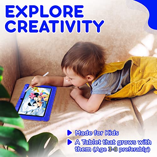 Contixo 7 inch Kids Learning Tablet Bundle - Toddler Tablet, Bluetooth, Android, Dual Cameras, Parental Control, Kids Bluetooth Headphone & Tablet Bag - DkBlue, 2023 Model