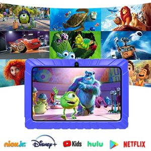 Contixo 7 inch Kids Learning Tablet Bundle - Toddler Tablet, Bluetooth, Android, Dual Cameras, Parental Control, Kids Bluetooth Headphone & Tablet Bag - DkBlue, 2023 Model