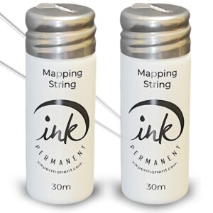 ink permanent white brow mapping string [2 x 100 ft bottles - 60 m] pre-inked mapping string for permanent makeup and microblading supplies | brow mapping kit | mapping string for brow mapping
