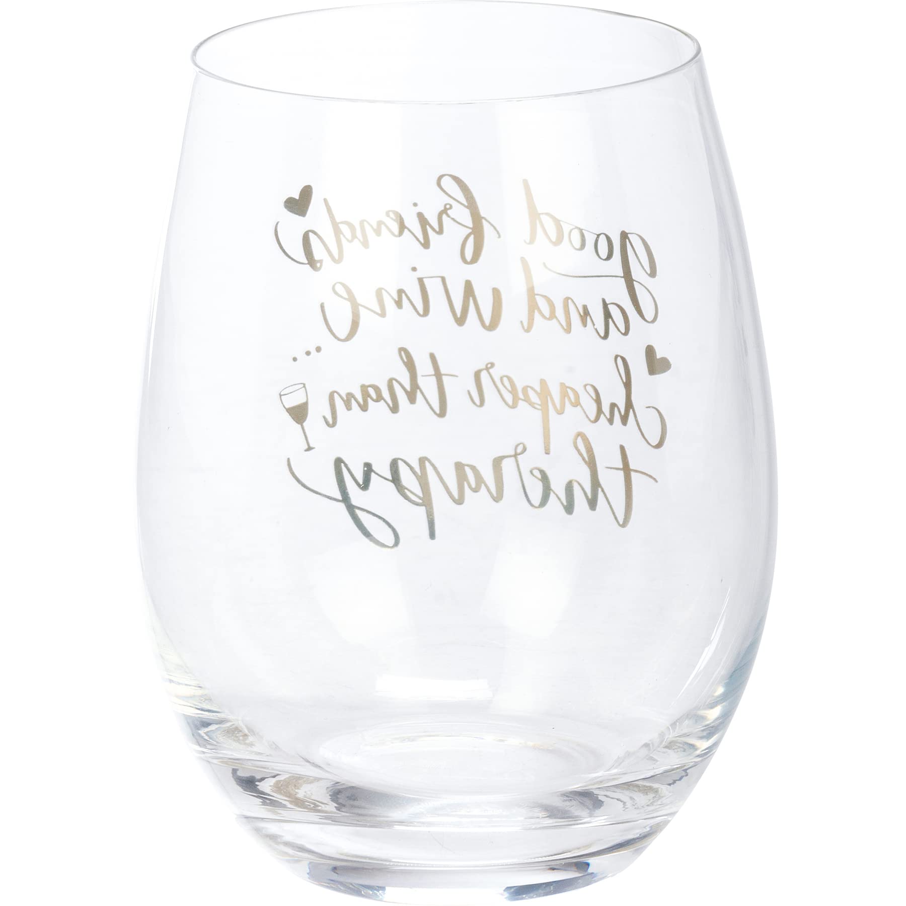 Primitives by Kathy Good Friends And Wine…Cheaper Than Therapy Wine Glass